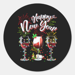 Happy New Year 2024 New Years Eve Fireworks Gles O Classic Round Sticker