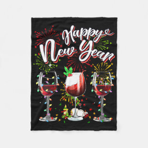 Happy New Year 2024 New Years Eve Fireworks Gles O Fleece Blanket