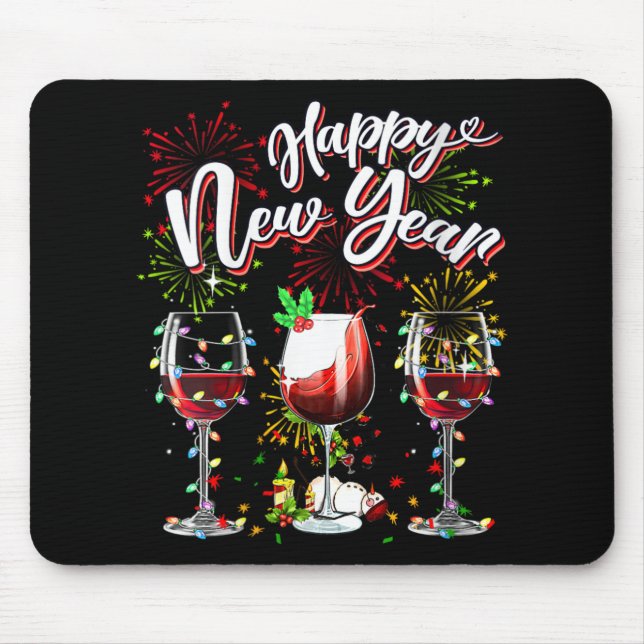 Happy New Year 2024 New Years Eve Fireworks Gles O Mouse Pad (Front)