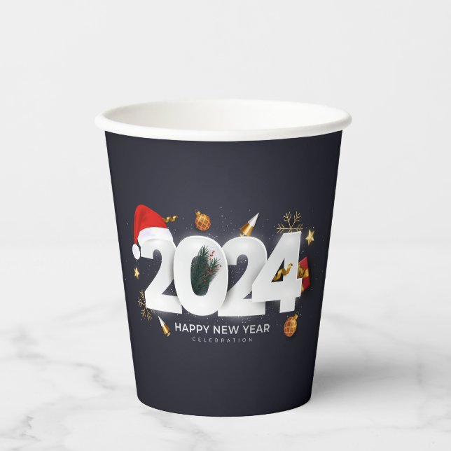 Happy New Year 2024 Paper Cups (Front)