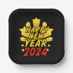 Happy New Year 2024  Paper Plate
