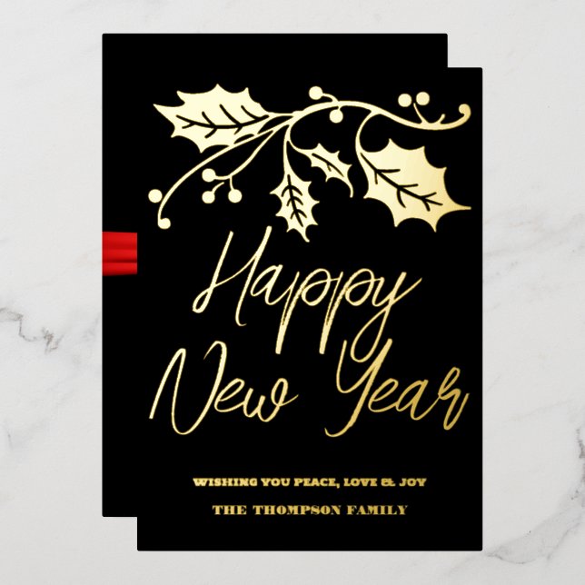 Happy New Year 2024, red ribbon (Front/Back)
