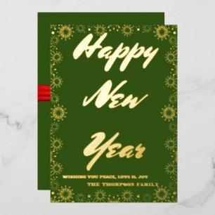 Happy New Year 2024 Retro Green Ribbon