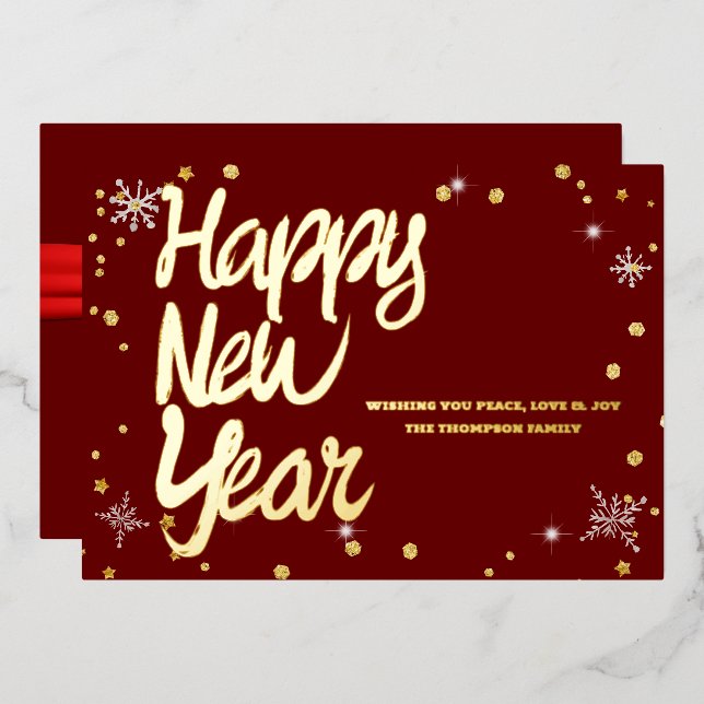 Happy New Year 2024 Retro Red Ribbon (Front/Back)