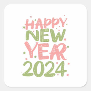 Happy New Year 2024 Square Sticker
