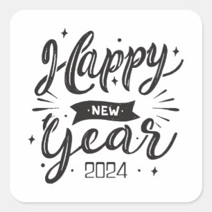 Happy new year 2024 square sticker