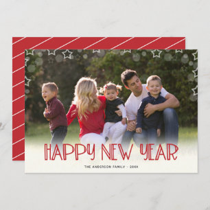 Happy New Year 2024 Stars Photo New Years Holiday Card