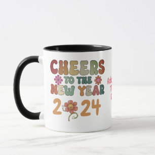 Happy New year 2024 Vintage Hippie New years Party Mug