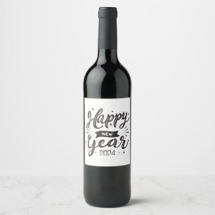 Happy new year 2024  wine label
