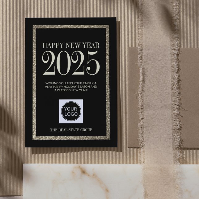 Happy New Year 2025 Business Logo Simple Holiday Card (Creator Uploaded)