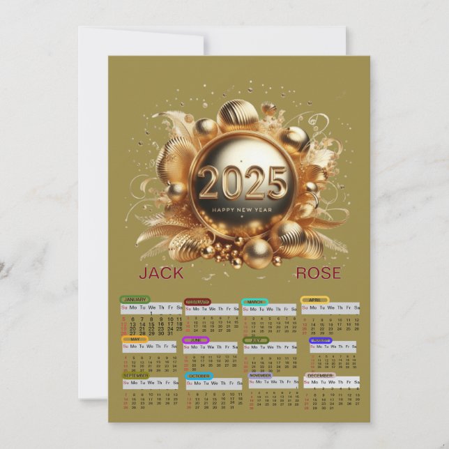 Happy new year 2025 calendar invitation (Front)