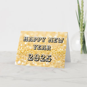 Happy New Year 2025 Chic Custom Gold Business Holiday Card