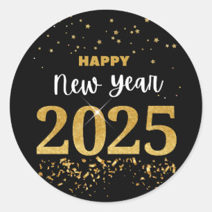 Happy New Year 2025 Classic Round Sticker