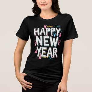 Happy New Year 2025 Colourful Graphic T-shirt Tri-Blend Shirt