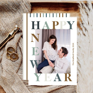 Happy New Year 2025 Colourful Photo Holiday Card