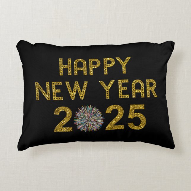 Happy New Year 2025 Decorative Cushion (Front)