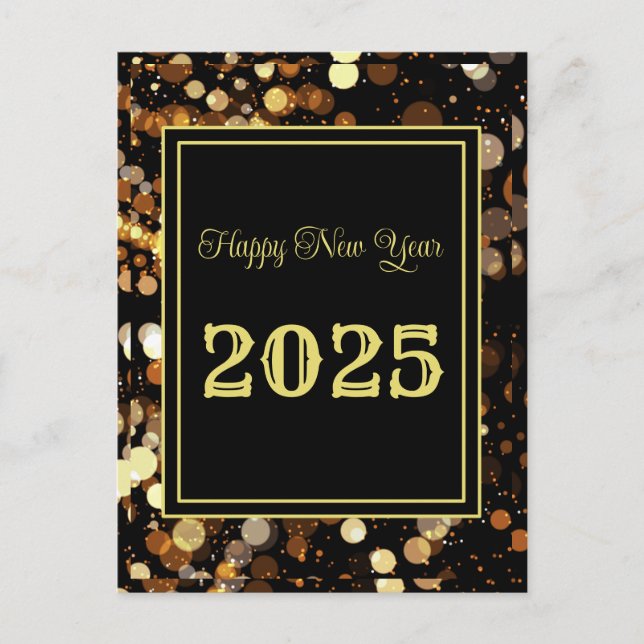 Happy New Year 2025 Elegant Gold Bubble Holiday Postcard (Front)