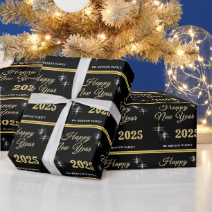 Happy New Year 2025 Elegant Sparkles Wrapping Paper