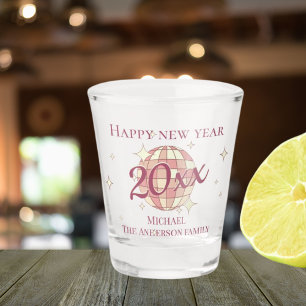 Happy new year 2025 eve party celebration shot glass