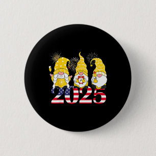 Happy New Year 2025 Eve Party Gnomes Fireworks Hel 6 Cm Round Badge