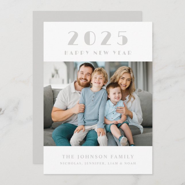Happy New Year 2025 Family Photo Holiday Card (Front/Back)