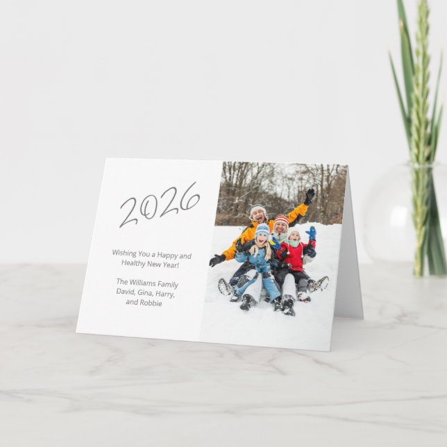 Happy New Year 2025 Family Photo Modern     Holiday Card (Front)