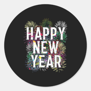 Happy New Year 2025 Family Reunion Party Fireworks Classic Round Sticker