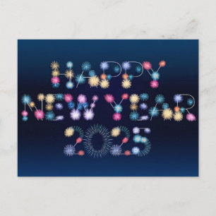 Happy New Year 2025 Fireworks Celebration Holiday Postcard