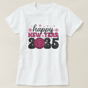 Happy New Year 2025 Glitter Disco Party T-Shirt