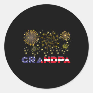 Happy New Year 2025 Grandpa American Flag Family F Classic Round Sticker