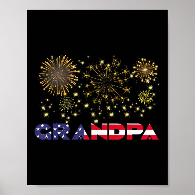 Happy New Year 2025 Grandpa American Flag Family F Poster (Front)