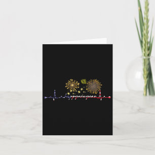 Happy New Year 2025 Heartbeat Flag American Xmas F Card