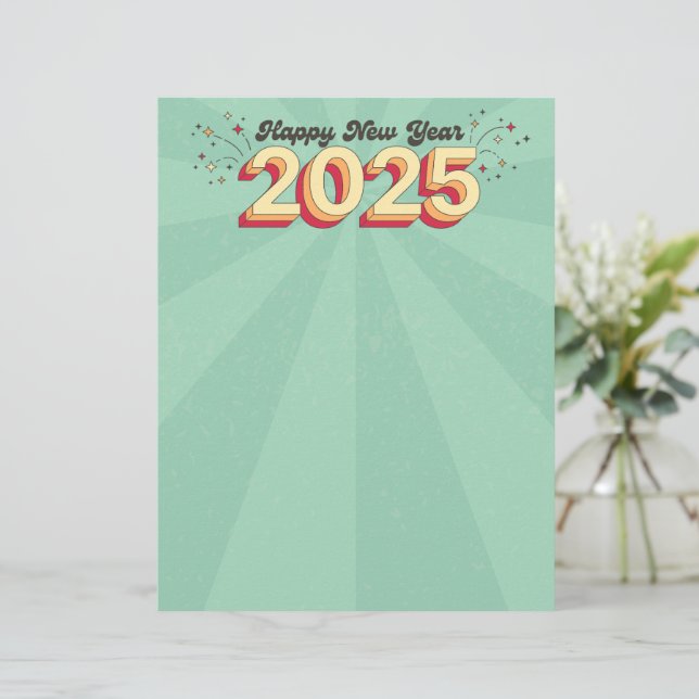 Happy New Year 2025 holidays retro fun text Custom Letterhead (Standing Front)
