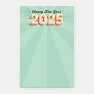 Happy New Year 2025 holidays retro fun text Post-it Notes