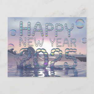 Happy New Year 2025 Iridescent Sunset Holiday Postcard