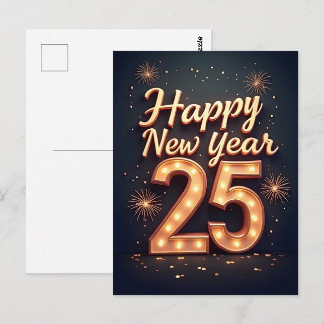 Happy New Year 2025 Postcard (Front/Back)