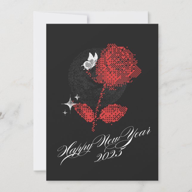 HAPPY NEW YEAR 2025 Red rose Card (Front)