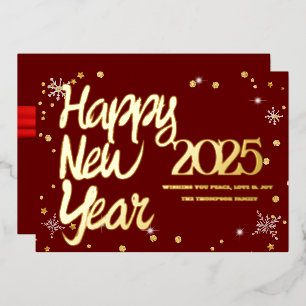 Happy New Year 2025 Retro Red Ribbon
