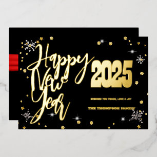 Happy New Year 2025 Retro Red Ribbon