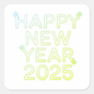Happy new year 2025 square sticker