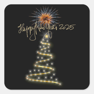 Happy New Year 2025 Square Sticker