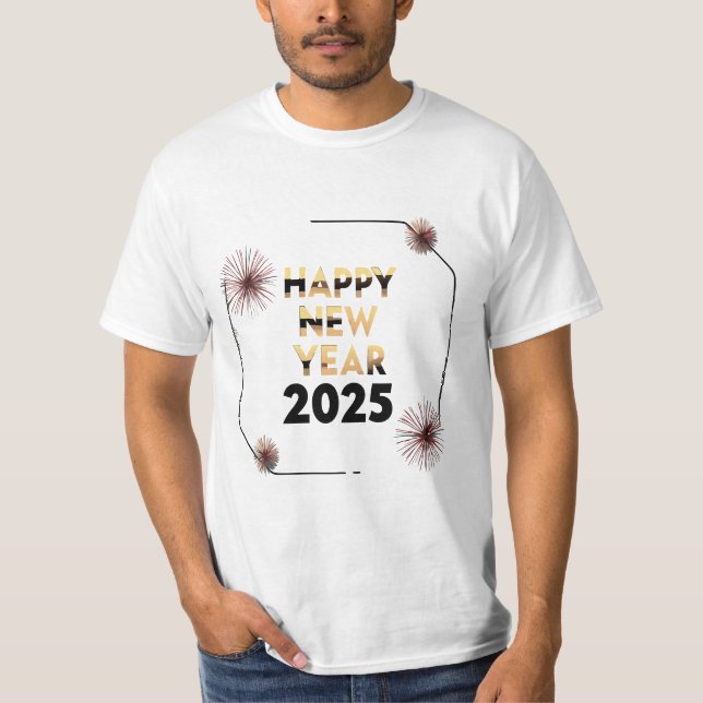 Happy New Year 2025 - Stylish Festive T-Shirt (Front)