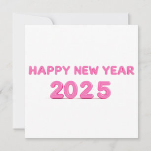 Happy New Year 2025 transparent background Holiday Card