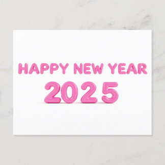 Happy New Year 2025 transparent background Holiday Postcard