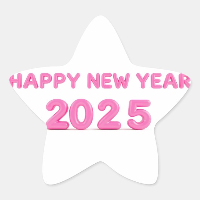 Happy New Year 2025 transparent background Star Sticker (Front)
