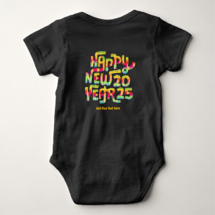 Happy New Year 2025 Trendy Colourful Personalised Baby Bodysuit