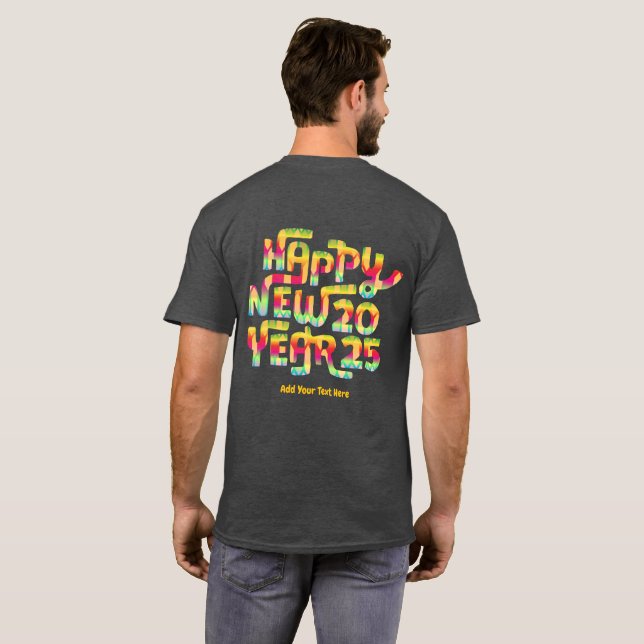 Happy New Year 2025 Trendy Colourful Personalised T-Shirt (Back Full)