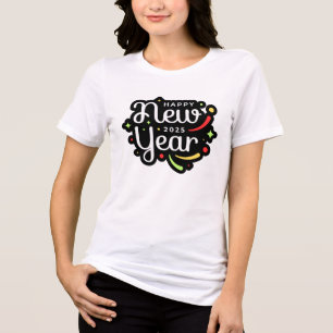  Happy New Year 2025 Typography T-Shirts– Tri-Blend Shirt