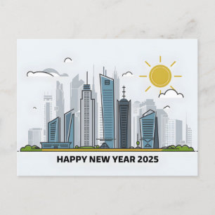 Happy New Year 2025 with Colourful text Holiday Postcard
