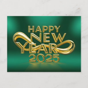 Happy New Year 2025 with Colourful text Holiday Postcard